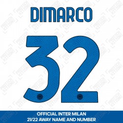 Dimarco 32 (Official Inter Milan 2021/22 Away Club Name and Numbering)
